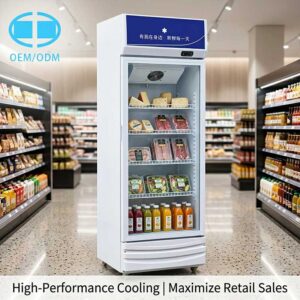 Single-door refrigerated display cabinet (388L) - Combined direct cooling and air cooling systems